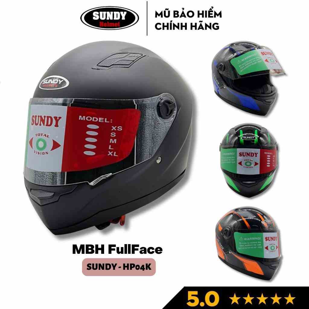 Mũ bảo hiểm Fullface SUNDY Helmets HP04K chính hãng, kiểu dáng mạnh mẽ, thể thao nam tính