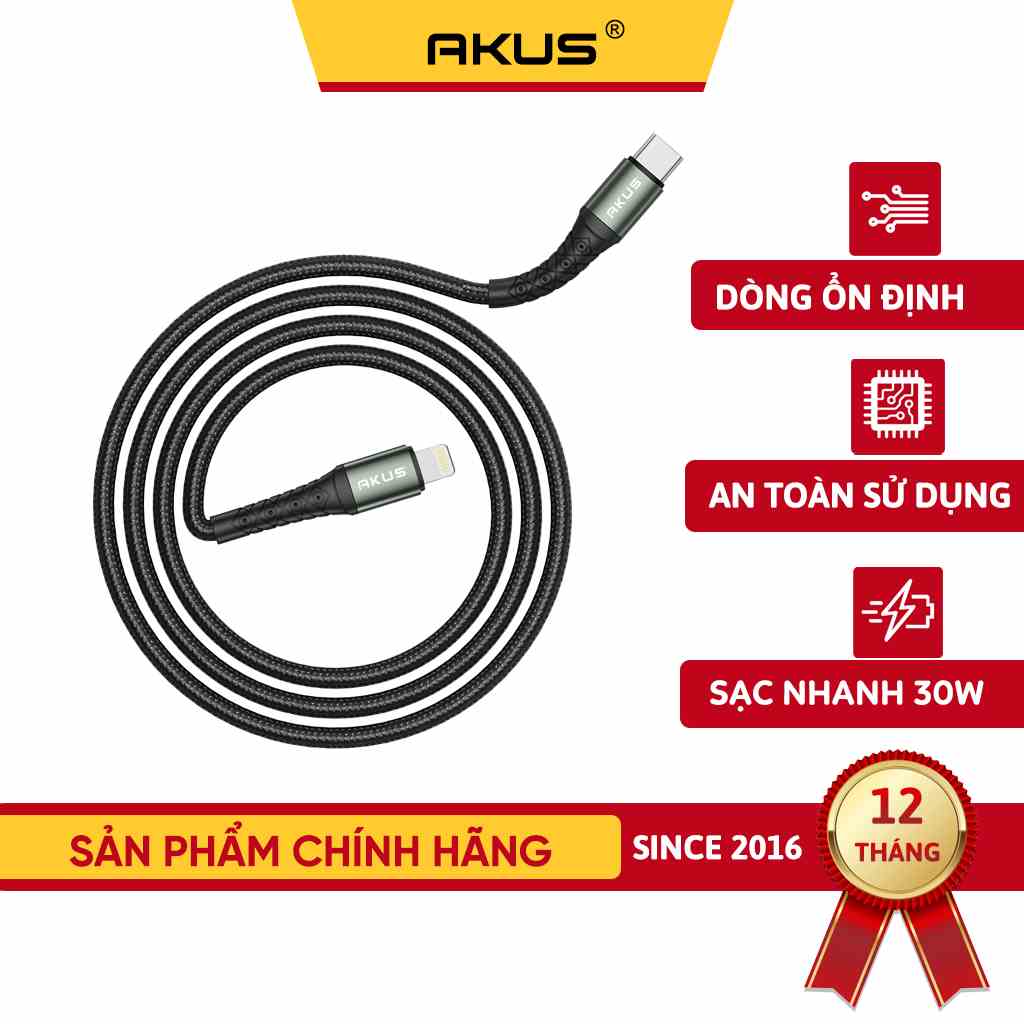 Dây cáp sạc nhanh 30W C to C và C to L - AKUS D312Pro