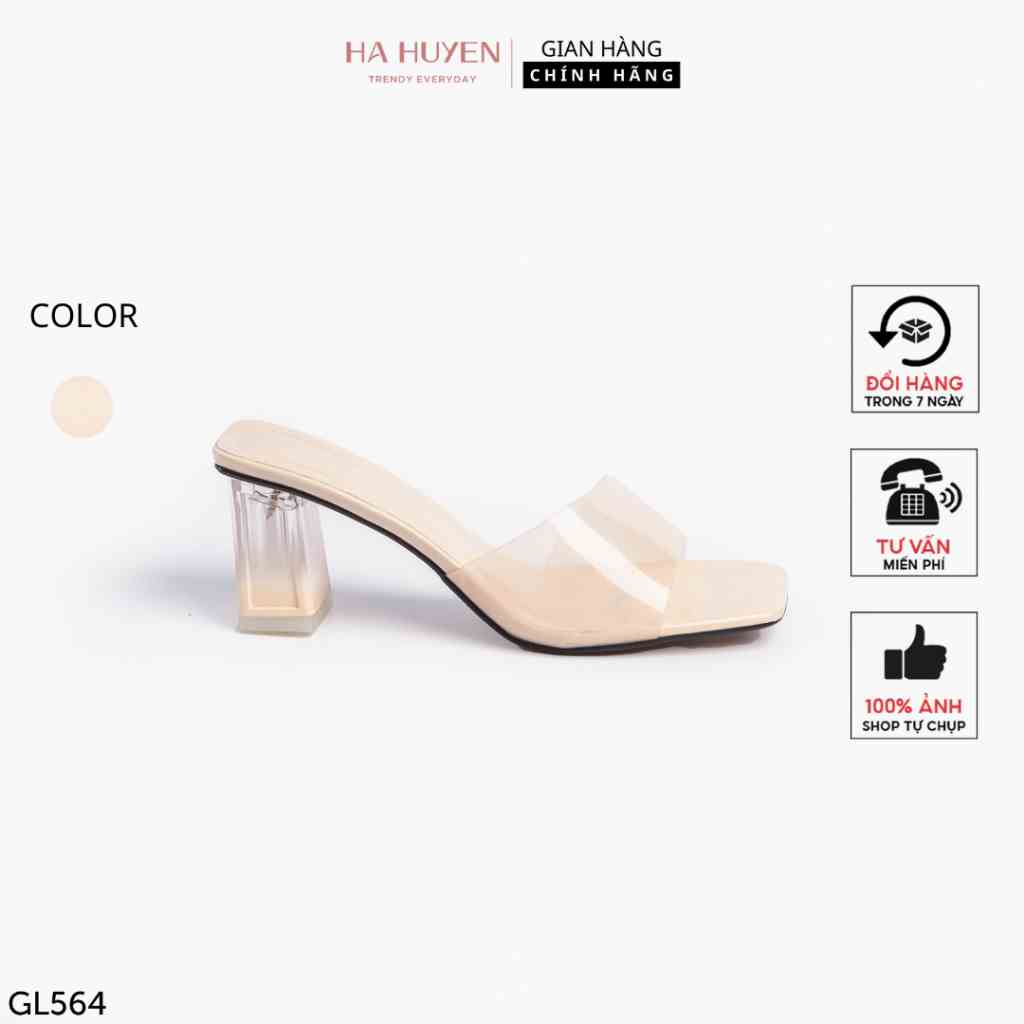 [Mã BMLTB200 giảm đến 100K đơn 499K] Guốc lê cao gót nữ Hà Huyền Shoes quai thạch trong gót vuông ombre 7 phân - GL564