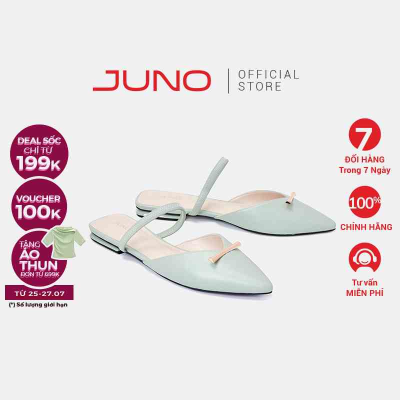 Giày Búp Bê Nữ 3cm Thời Trang Juno Mules Bệt Trang Trí Khóa BB03115