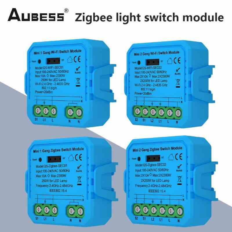 Aubess Wifi/zigbee Mô-đun Công Tắc Thông Minh Với Dây Trung Tính Yêu Cầu Nhà Thông Minh Mini Công Tắc Đèn Tự Làm Hoạt Động Với Alexa Google Home