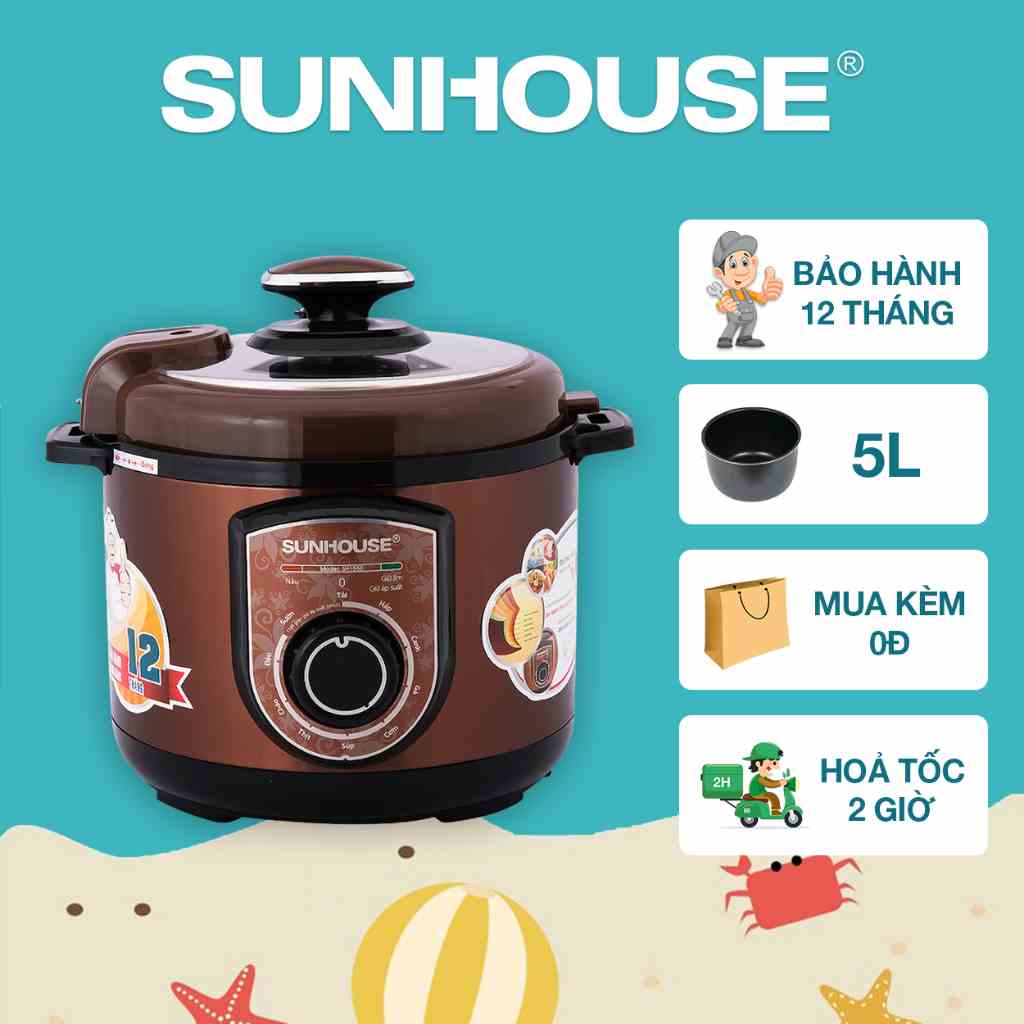 Nồi áp suất điện đa năng 5L SUNHOUSE SH1550 - Bảo hành chính hãng 12 tháng