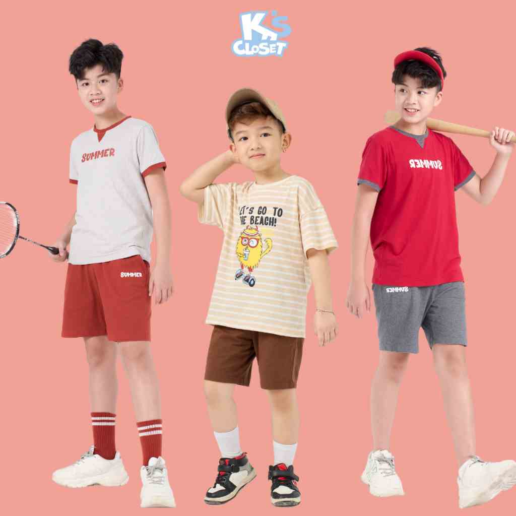 Bộ Quần Áo Cộc Tay Cho Bé  KS CLOSET Chất Liệ Cotton Thoáng Mát (2-14 tuổi) E041THS/KT209THS