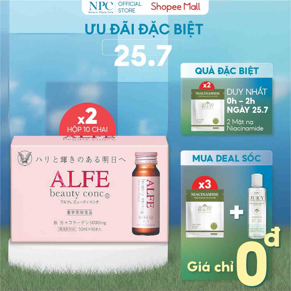 COMBO 20 chai Collagen nội địa Nhật Bản Alfe Beauty Conc 50ml/chai - Peptided Collagen cô đặc 5000mg làm căng mịn da