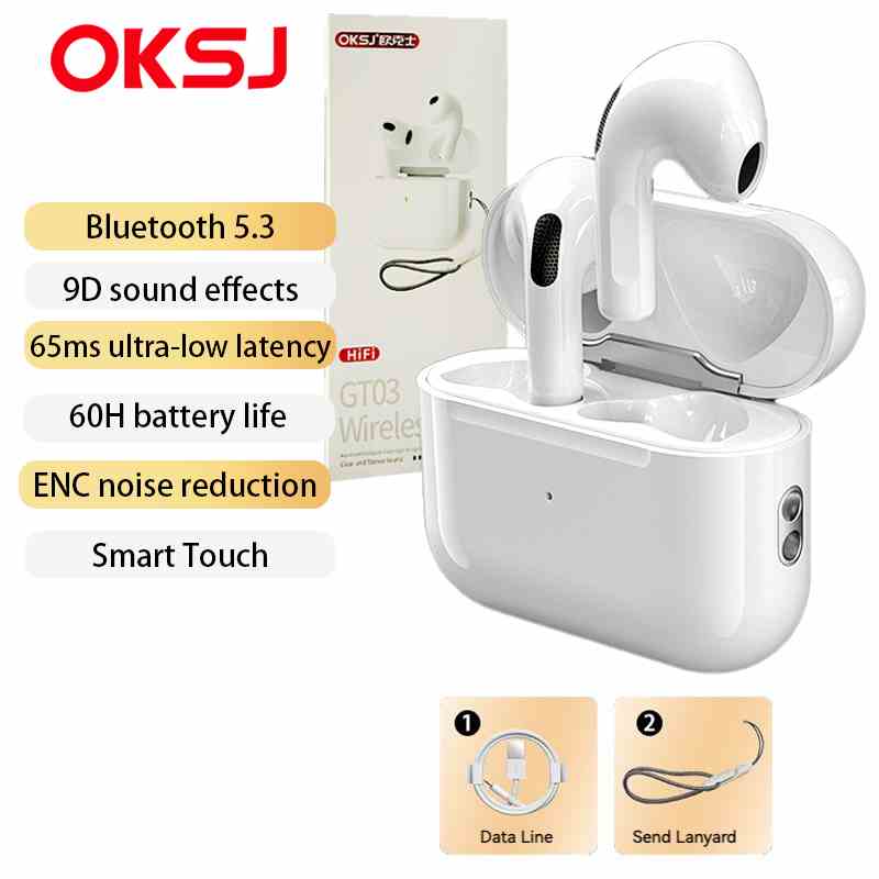 Tai nghe Bluetooth OKSJ GT-03 APro Khử tiếng ồn Chế độ chờ siêu lâu-- Full Chức Năng- Định Vị- Đổi Tên- Pin Trâu