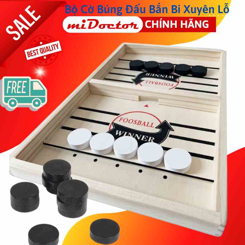 Bộ Cờ Búng Foosball Winner bàn bắn bi gỗ, đồ chơi bằng gỗ thân thiện môi trường miDoctor, Echolic, Slingpuck