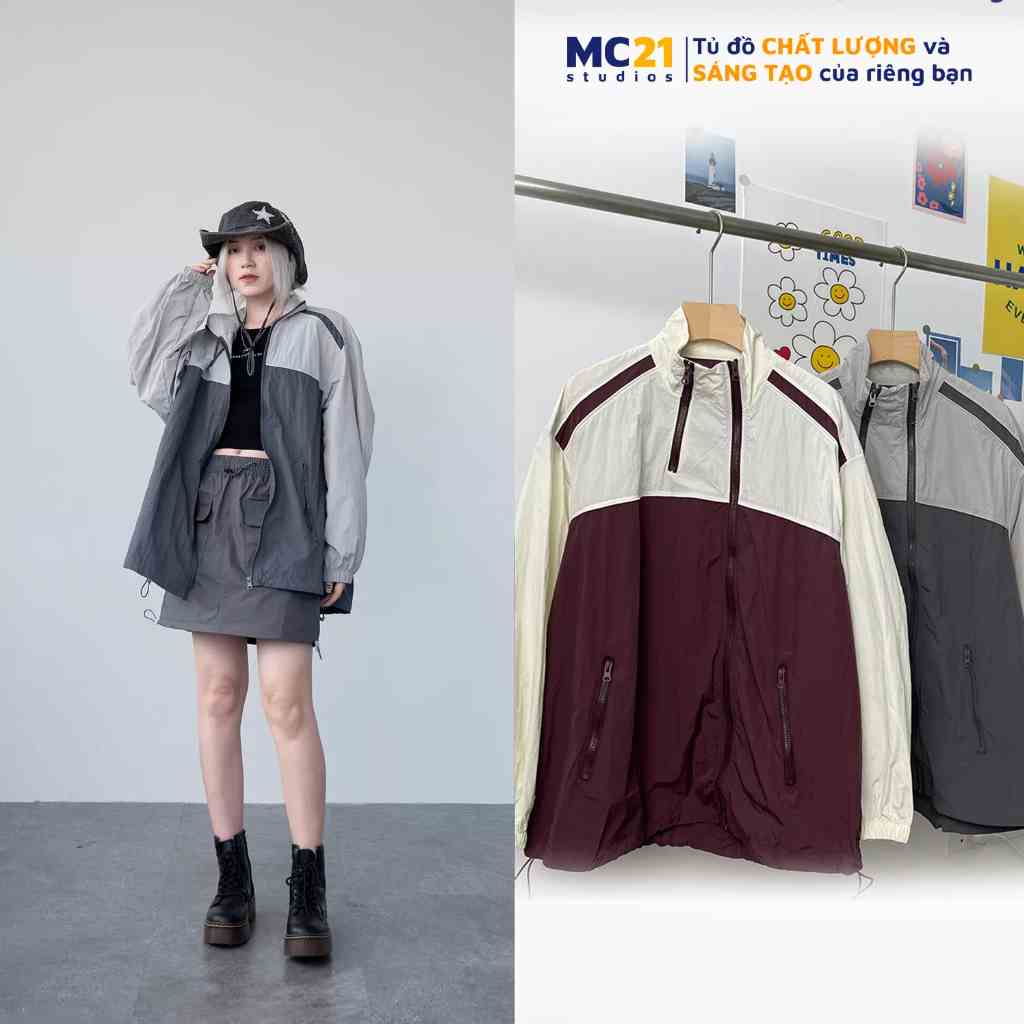 Áo khoác gió MC21.STUDIOS dáng dài oversize jacket Unisex Ulzzang Streetwear Hàn Quốc form rộng chất xịn A3638