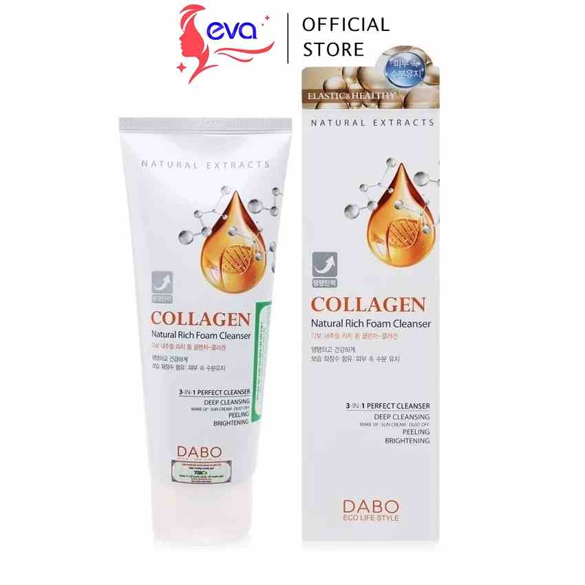 [Mã ICBFRI15 giảm 10% đơn 0đ] sữa rửa mặt Collagen Dabo Natural Rich chống lão hoá và nâng cơ da 3in1 180ml