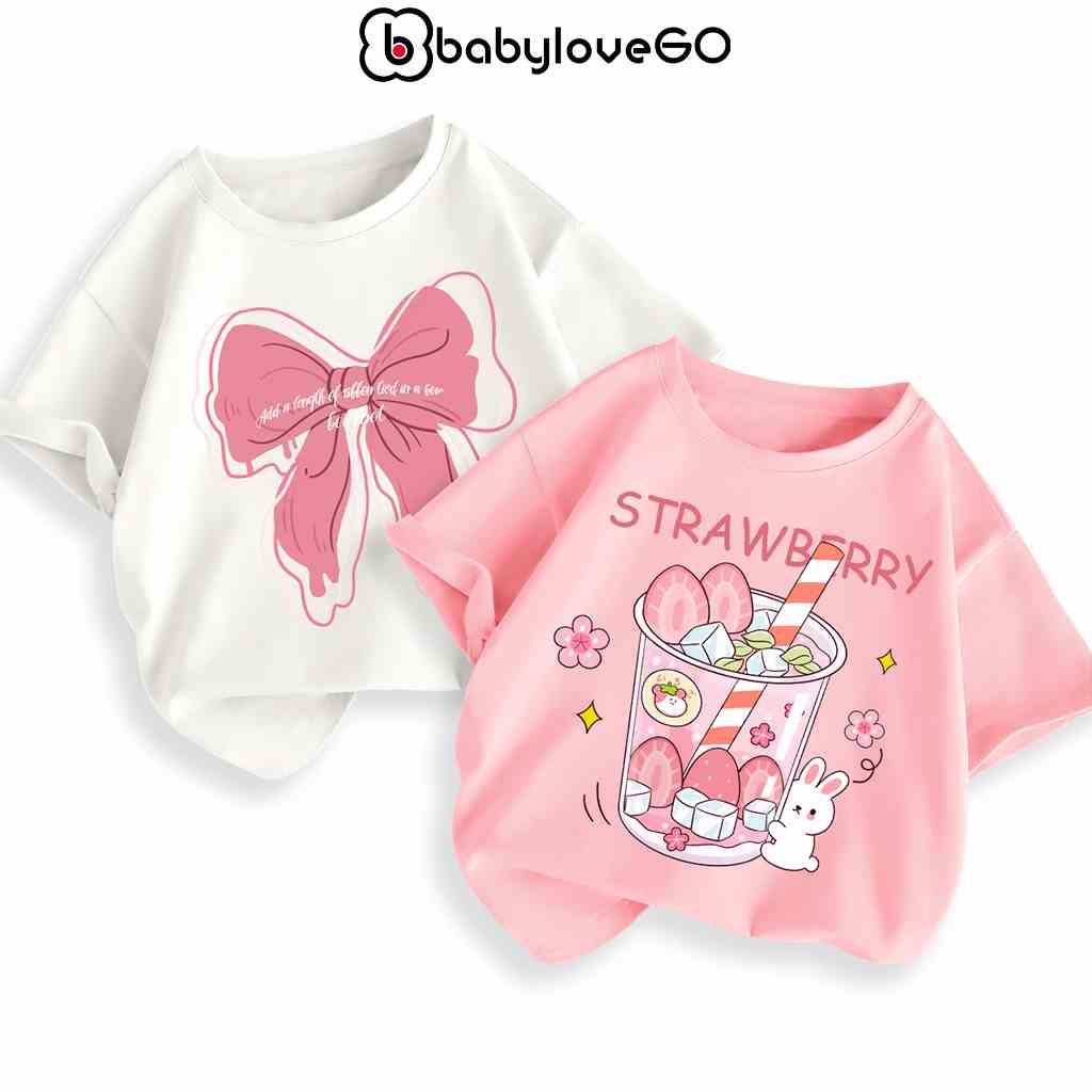 Áo thun bé gái BabyloveGO áo ngắn tay chất cotton mềm mịn thoáng mát in hình cute dễ thương cho bé