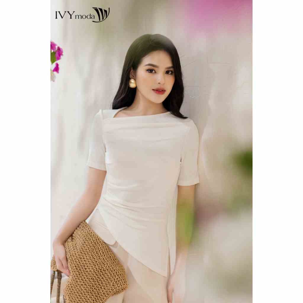 Áo thun xếp li body nữ IVY moda MS 57M8272