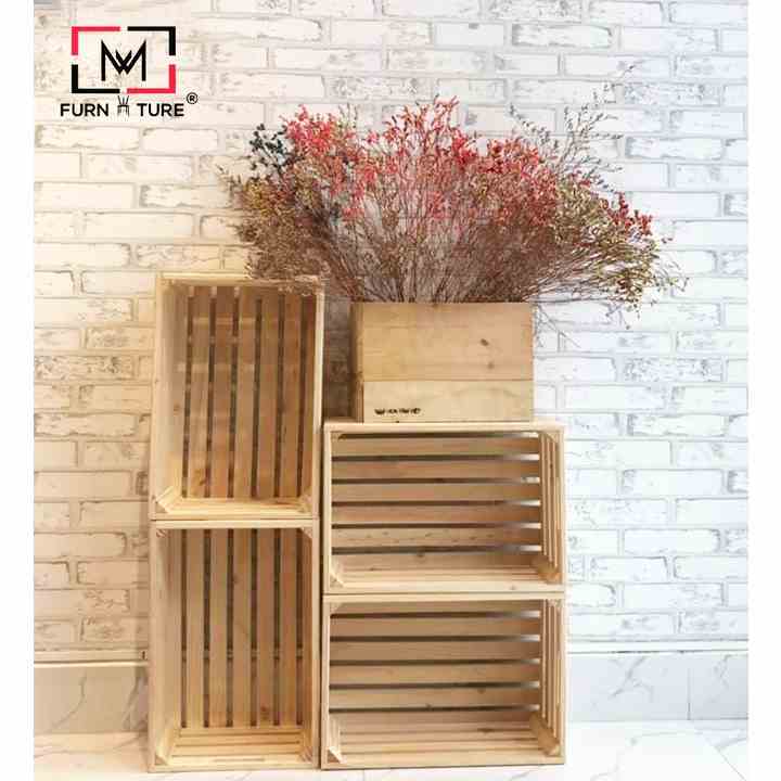 Combo 4 thùng gỗ pallet đa năng thương hiệu MW FURNITURE - Nội thất trang trí