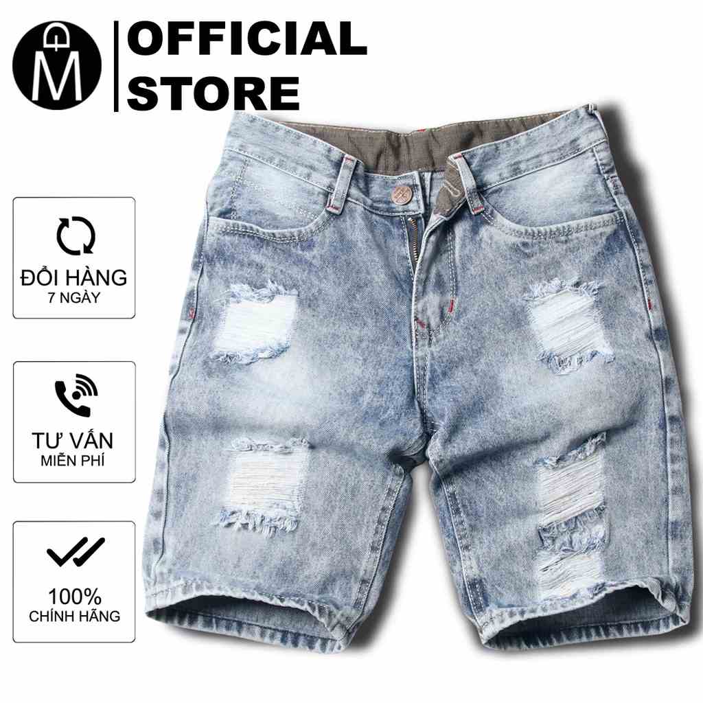 [Mã BMLTA35 giảm đến 35K đơn 99K] Quần short jean nam rách MĐ Q412 xám nhạt