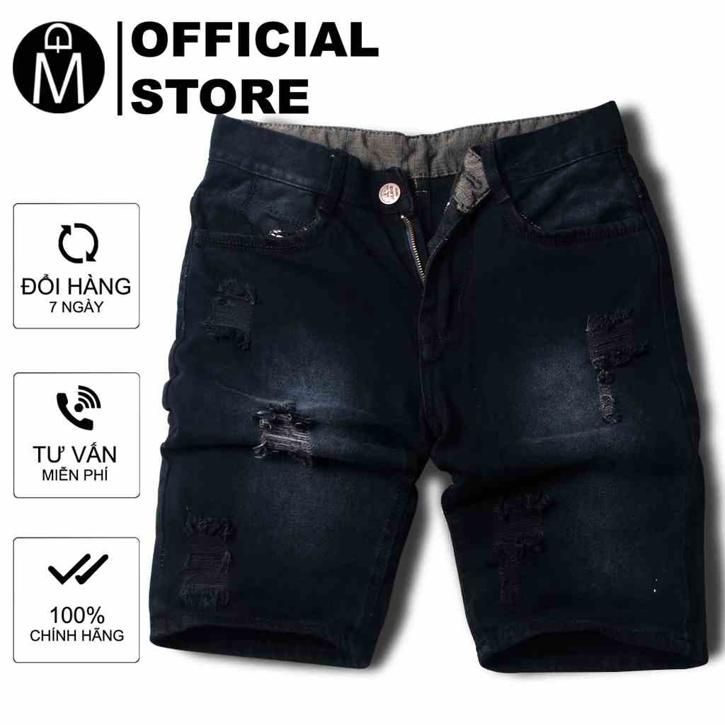 [Mã BMLTA35 giảm đến 35K đơn 99K] Quần short jean nam rách MĐ Q417 đen