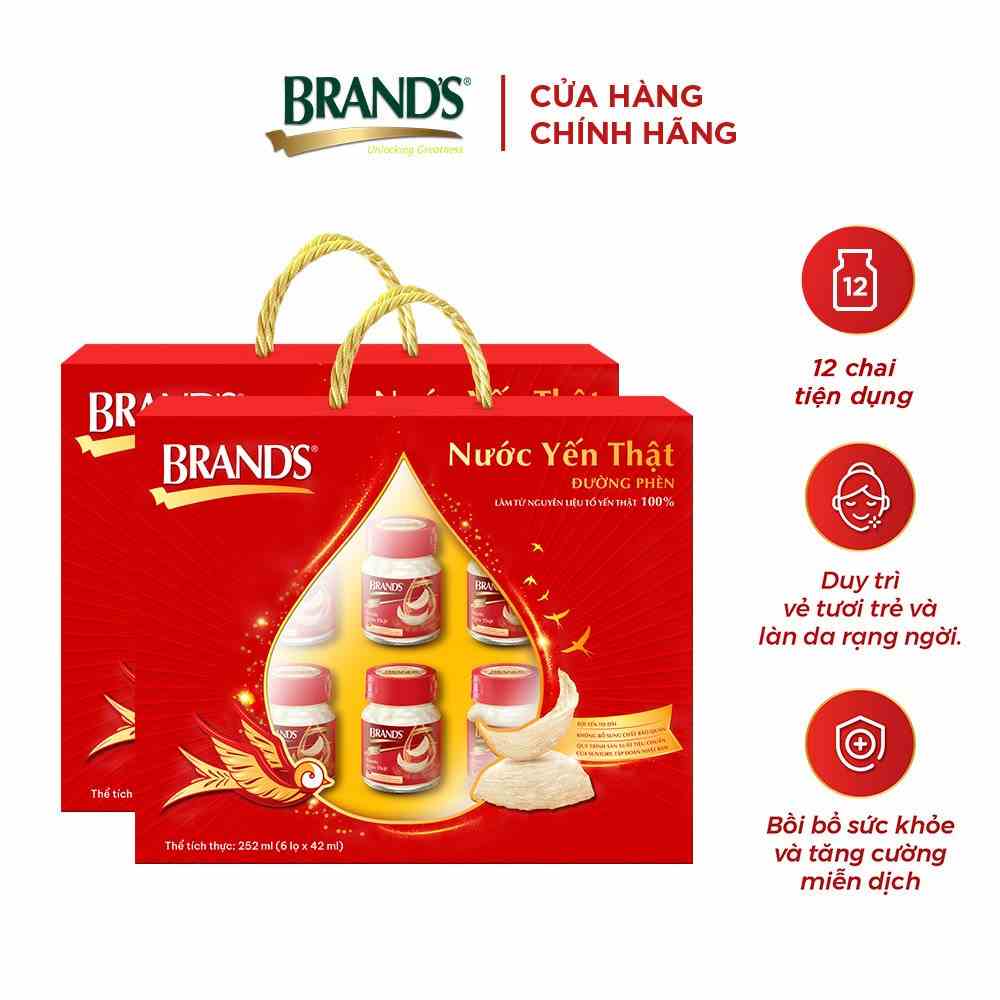 [Mã BMLTB200 giảm đến 100K đơn 499K] Combo 2 Hộp quà yến BRANDS đường phèn (42ml x 12 lọ)