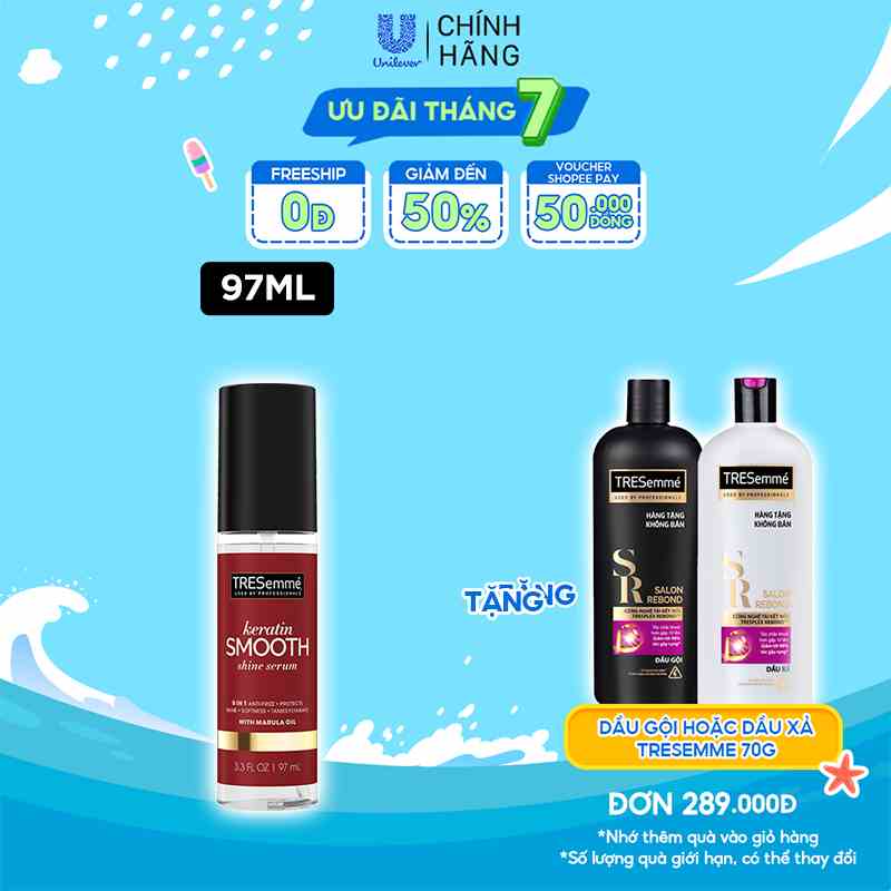 Serum Dưỡng Tóc TRESEMME Keratin Smooth Xịt Dưỡng tóc tạo kiểu Dầu Marula & Keratin Tóc Vào Nếp Bóng Mượt 97ml