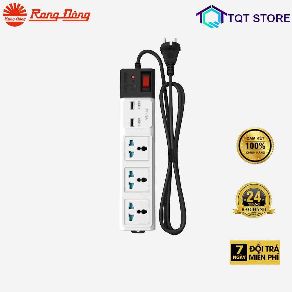 Ổ cắm đa năng USB chống giật Rạng Đông 5m - OC04.USB 3C/5M/10A