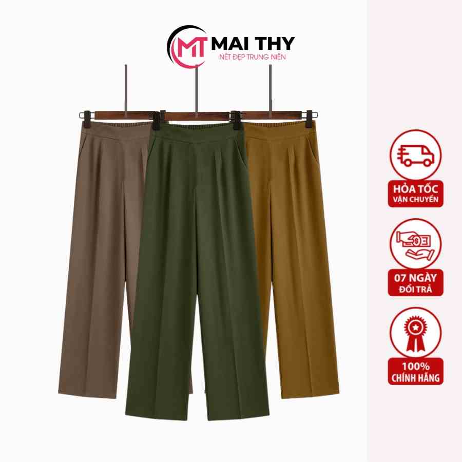 Quần Trung Niên Nữ MAI THY Q009, Mẫu Dài Dáng Suông Chất Thun Sang Trọng Dễ Mặc Form Bigsize| Thời Trang Trung Niên U50