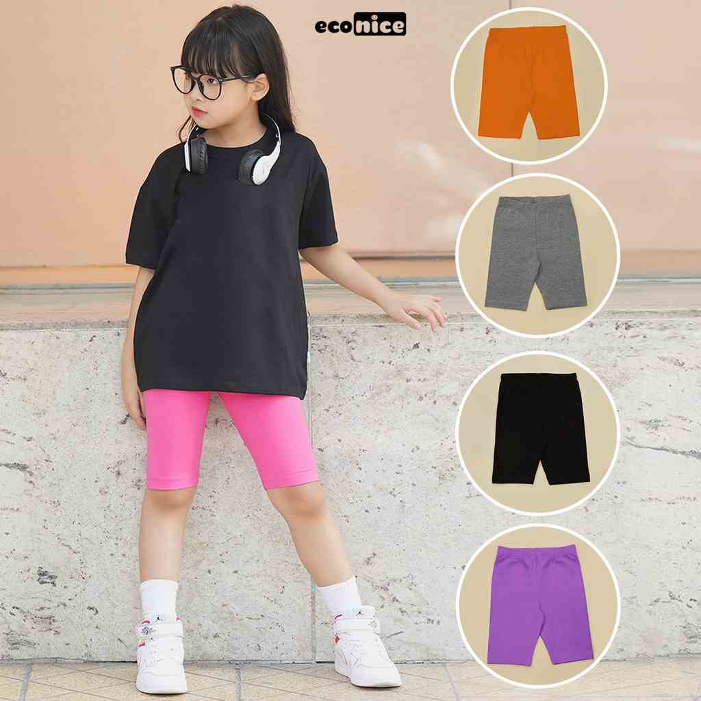 Quần Legging đùi cho bé gái, quần cotton trẻ em co giãn mặc mùa hè Econice. Size trẻ em 2, 3, 4, 5, 6, 7, 8, 9, 10 tuổi