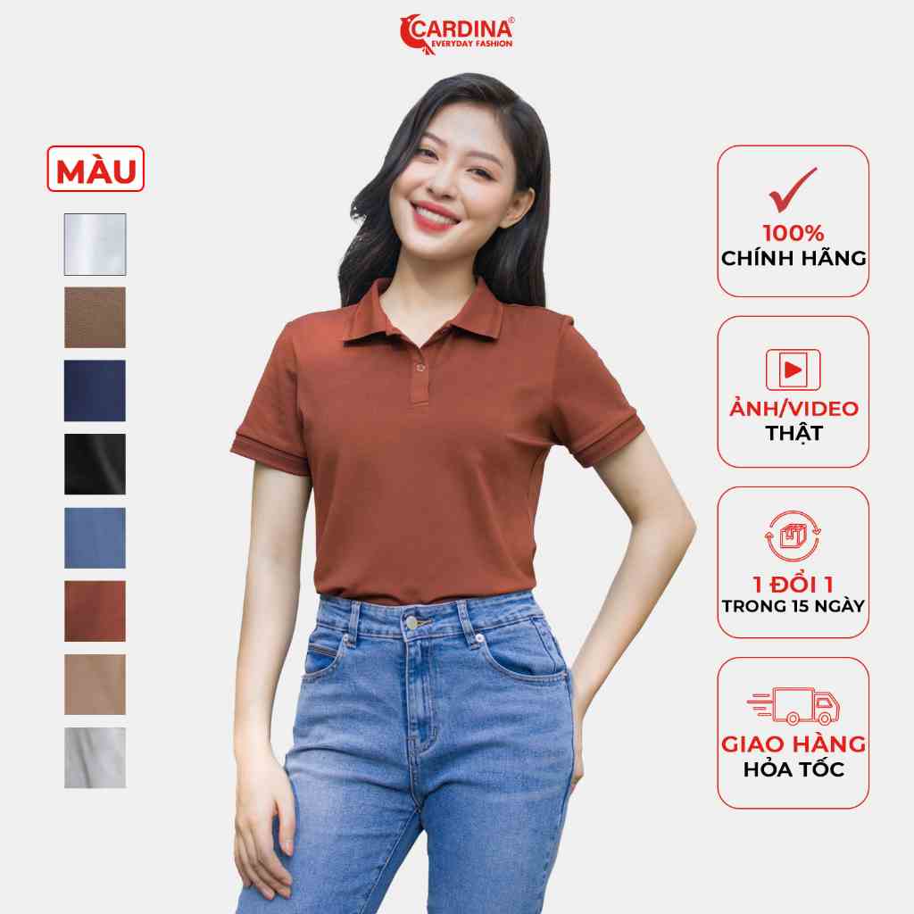 Áo Polo Nữ 𝐂𝐀𝐑𝐃𝐈𝐍𝐀 Chất Cotton CVC Cao Cấp Cổ Bẻ Cộc Tay Mềm Mại Thoáng Mát 3APF01