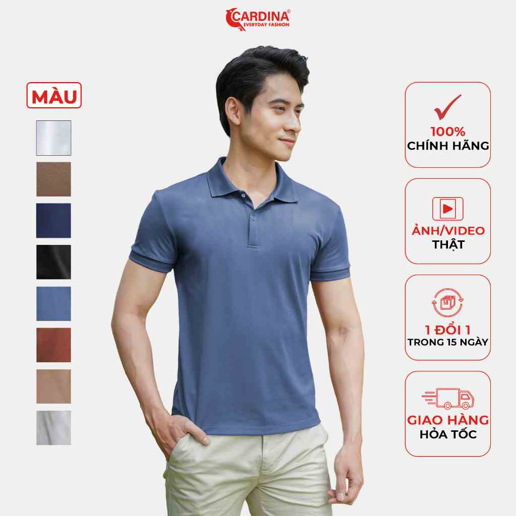 Áo Polo Nam 𝐂𝐀𝐑𝐃𝐈𝐍𝐀 Chất Cotton CVC Cao Cấp Áo Thun Cổ Bẻ Cộc Tay Mềm Mại Siêu Mát Khử Mùi 3APM01