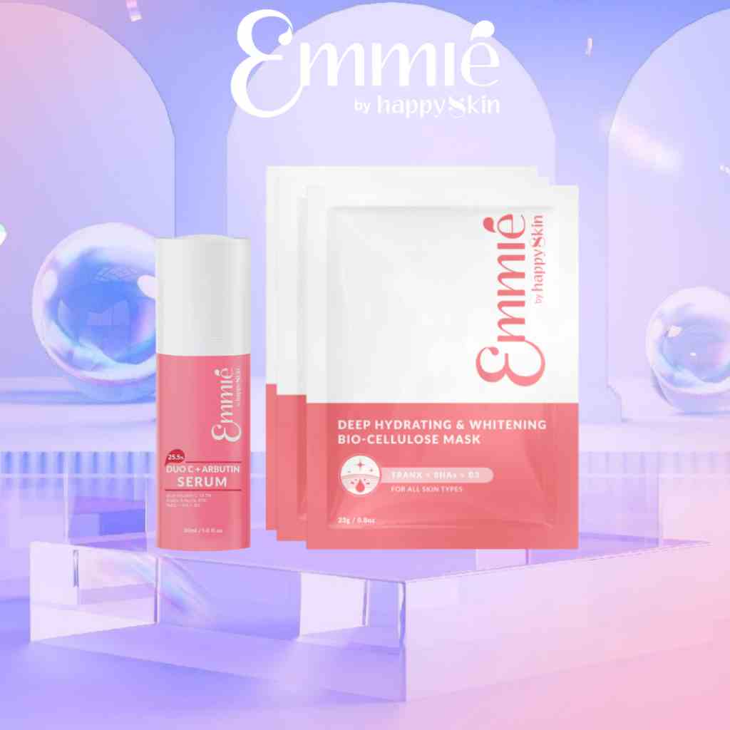 Combo Dưỡng Trắng:Tinh Chất Làm Mờ Đốm Nâu, Thâm Nám + 3 Mặt Nạ Dưỡng Trắng Emmié by HappySkin