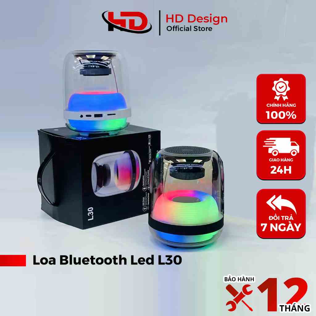 Loa Bluetooth Đèn Led L30 Âm Bass Siêu Ấm - Led RGB Nhiều Chế Độ - Chính Hãng HD DESIGN