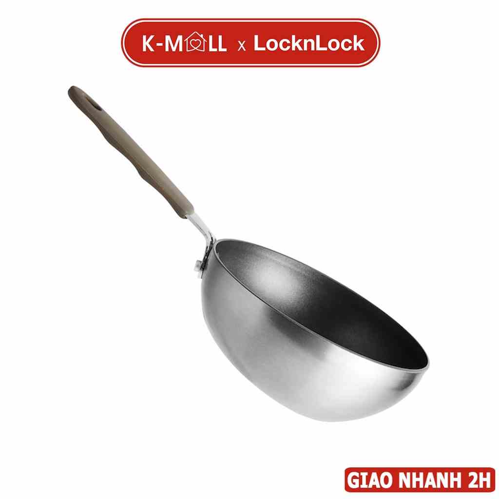 Chảo lồi LocnLock Handycook có tay cầm size 15.5cm Màu xám LHD1165, KHÔNG DÙNG TRÊN BẾP TỪ  - K-MALL