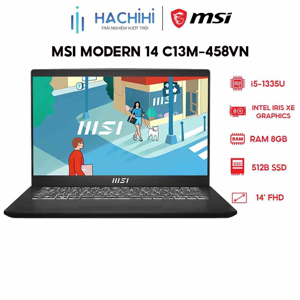 Laptop MSI Modern 14 C13M-458VN (i5-1335U | 8GB | 512GB | Intel Iris Xe Graphics | 14 FHD | Win 11)