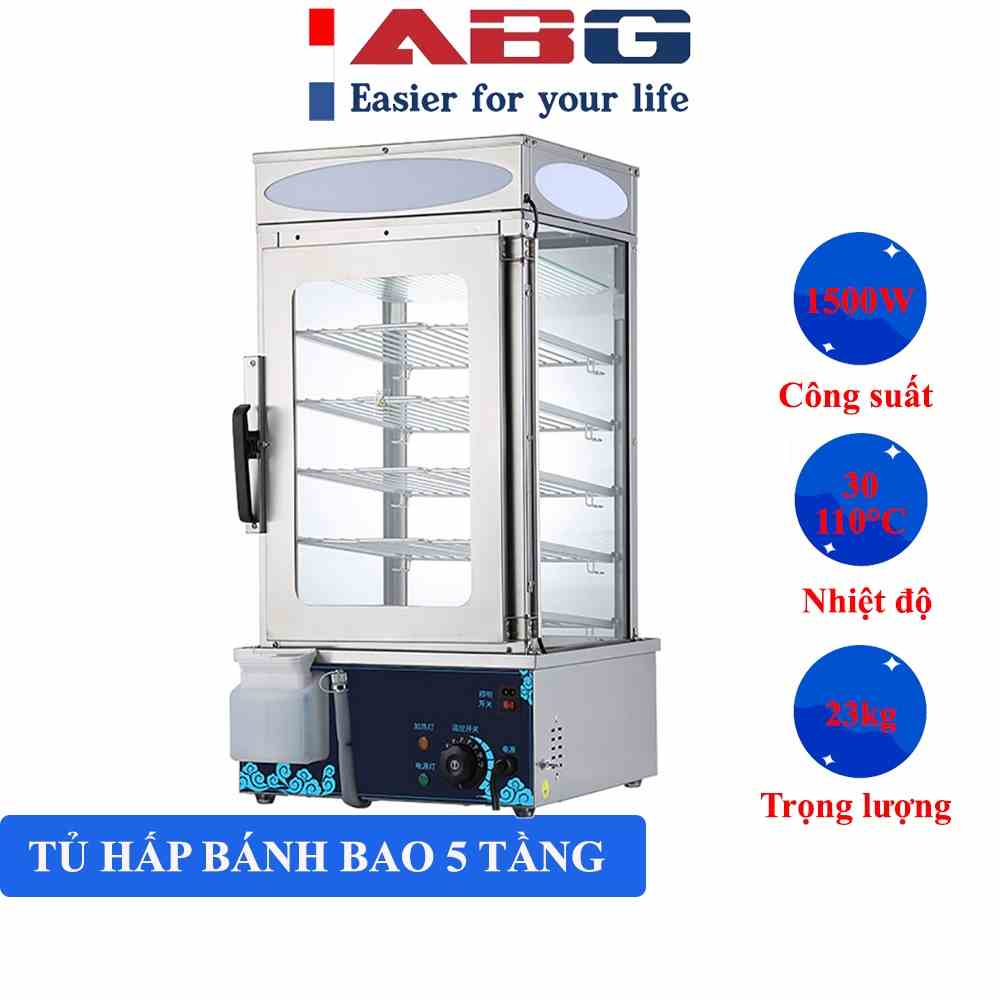 Tủ Hấp Bánh Bao ABG 5 Tầng Sử Dụng Để Hấp Bánh Bao Mang Lại Những Chiếc Bánh Bao Ngon Khó Cưỡng Được Nhiều Tiệm Bánh