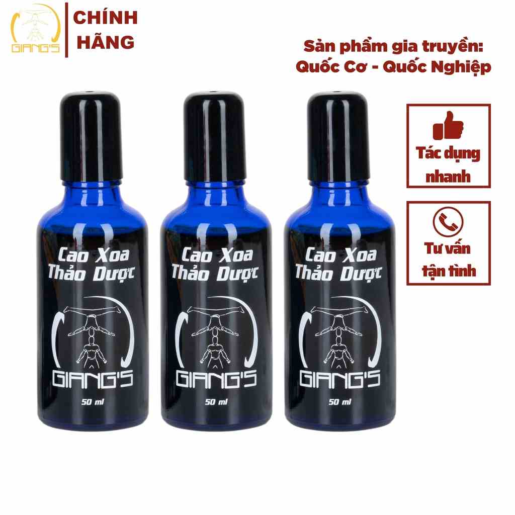 Cao xoa bóp thảo dược GIANGS - Combo 03 chai dầu xoa bóp nóng lạnh massage cổ vai gáy đầu bi lăn chai 50ml