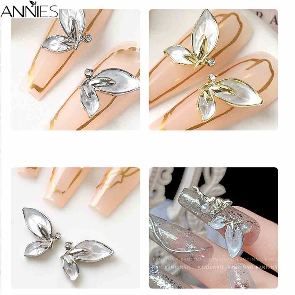 ANNIES Phụ Kiện Trang Trí Móng Tay 3D Nhiều Màu Dễ Thương Hình Cánh Bướm Bằng Kim Loại Sang Trọng