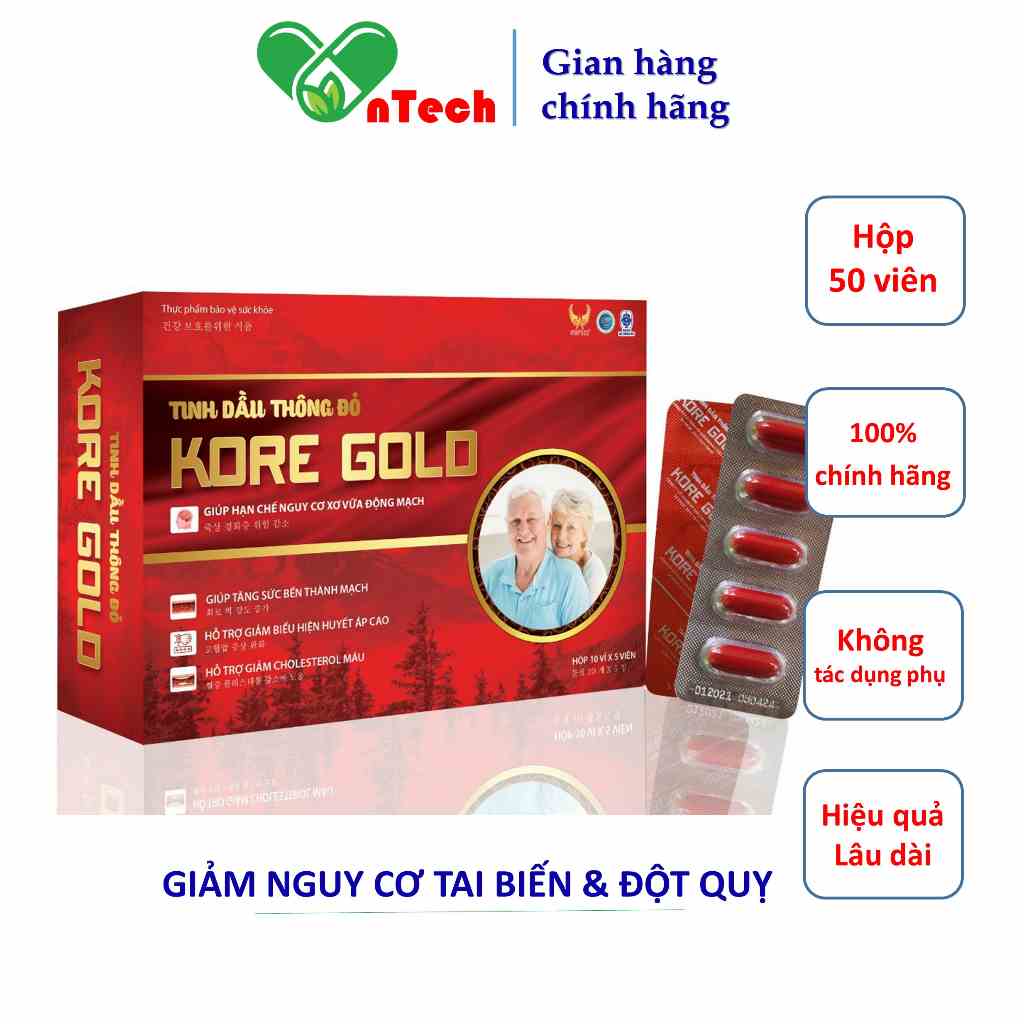 Tnh dầu thông đỏ GOLDWINGS KORE GOLD giảm cholesterol máu hạn chế nguy cơ xơ vữa động mạch điều hóa huyết áp giảm nguy c