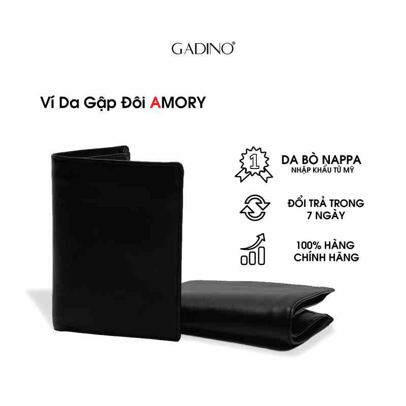 Ví Gập Đôi AMORY Da Bò Nappa Nhập Khẩu Cao Cấp GADINO - G03