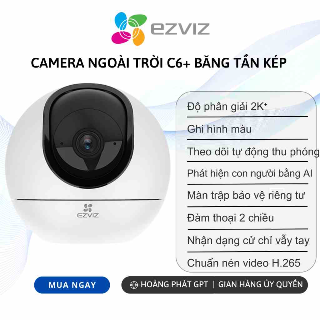 [Mã BMLTA35 giảm đến 35K đơn 99K] Camera WIFI Trong Nhà, XOAY 360, EZVIZ C6 4M 2K+, Siêu Nét Băng tần kép 5GHz