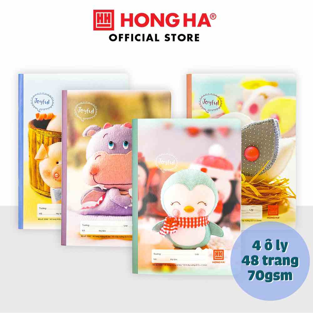 Lốc 10 quyển vở 4 ô ly Hồng Hà 48 trang Joyful Hồng Hà 0586