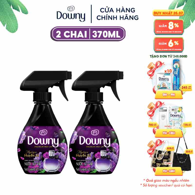 Combo 2 Chai Xịt Vải DOWNY Khử Mùi Và Chống Khuẩn 99.9% Hương Huyền Bí 370ml/chai