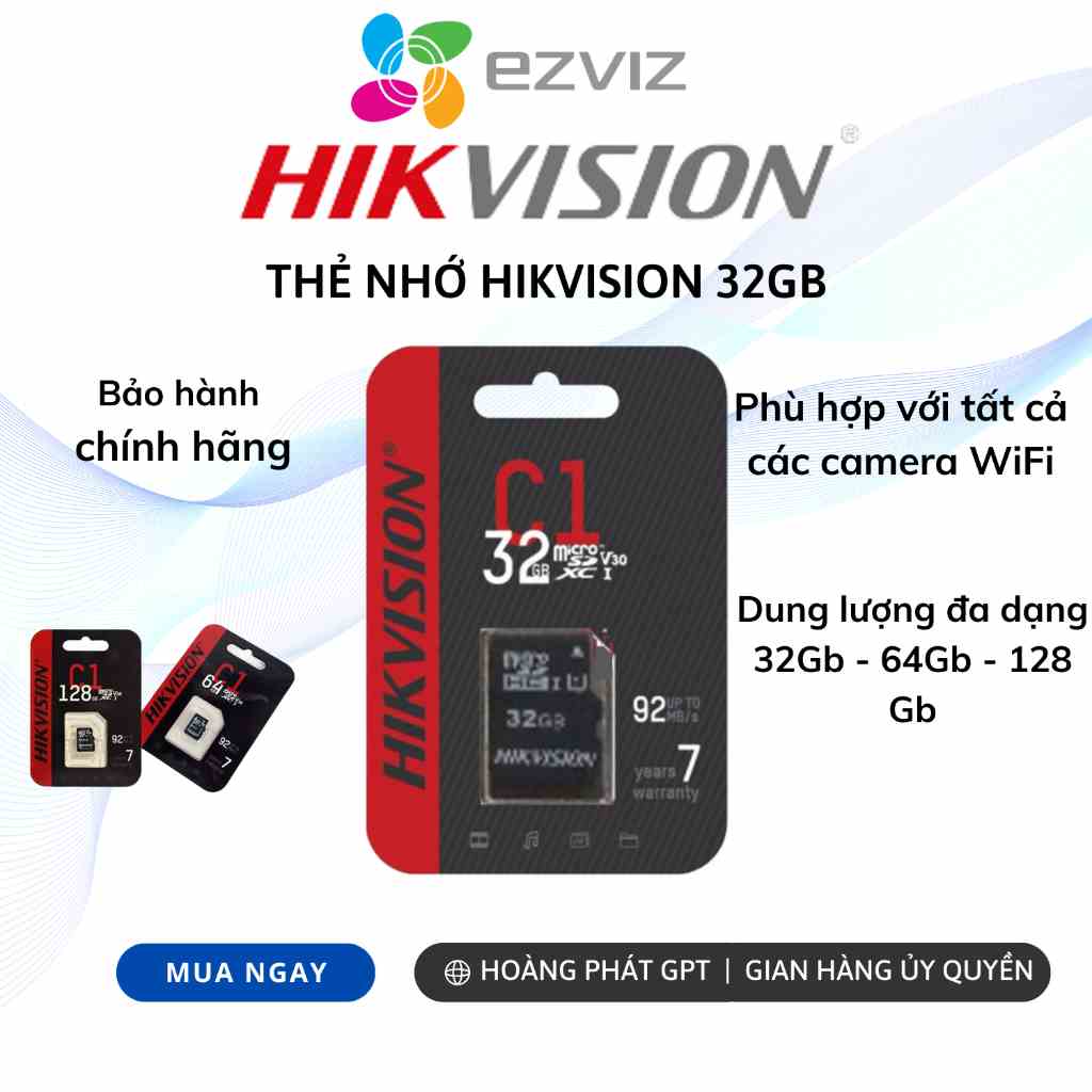 [Mã BMLTA35 giảm đến 35K đơn 99K] Thẻ Nhớ 32G 64G 128G HIKVISION 92mb/s Chất Lượng Cao - Chính Hãng - BẢO HÀNH 36 THÁNG