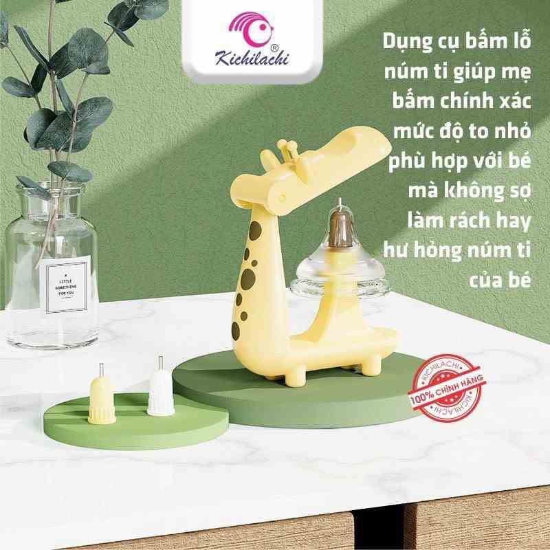 Dụng Cụ Đục Lỗ Núm Ti Kichilachi Ấm Baby Dập Lỗ Núm Ti Bình Sữa Bấm Núm Ti Ấm Gift Decor