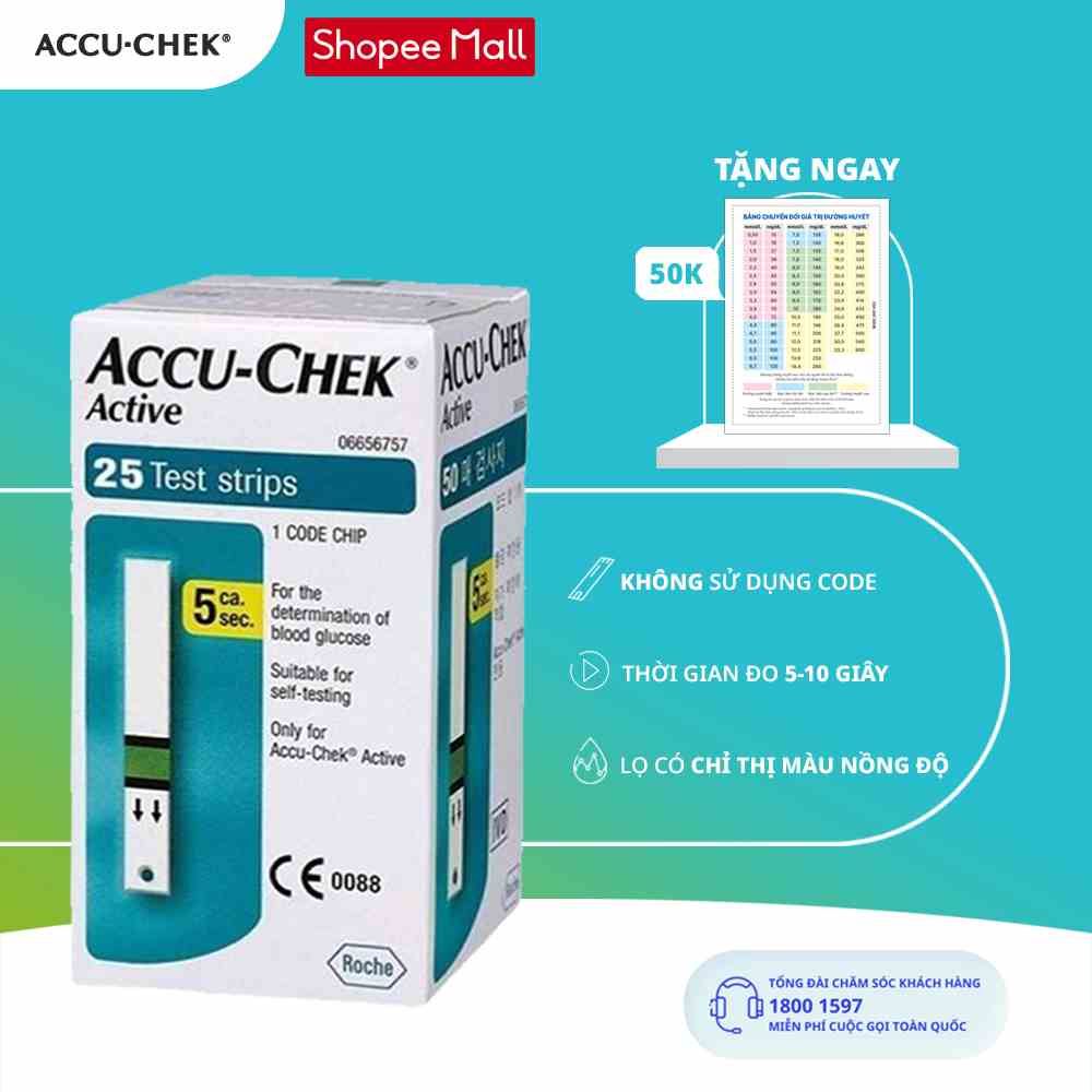 Hộp 25 Que Thử Đường Huyết ACCU-CHEK® Active