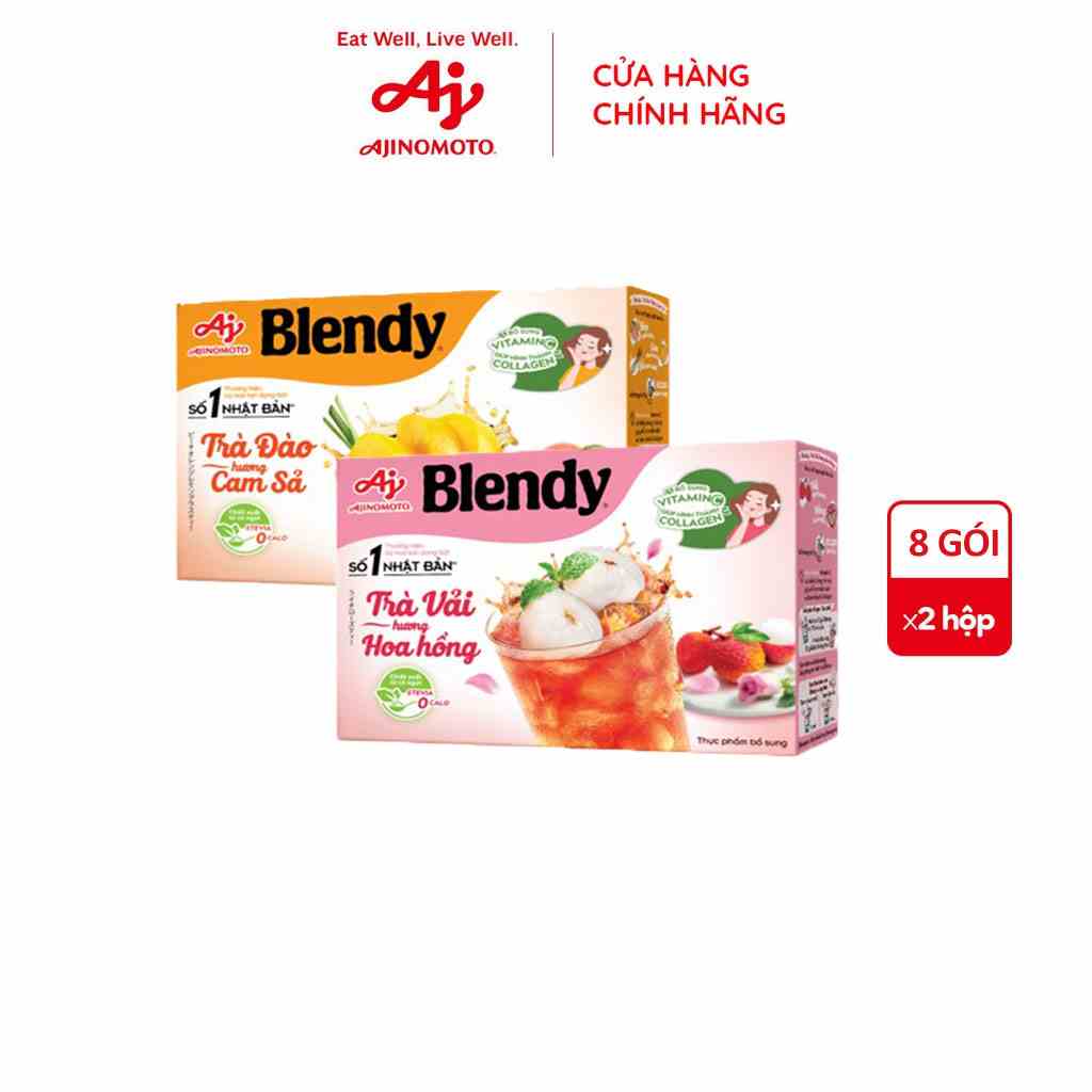 Combo Trà Đào hương Cam Sả Blendy 88g và Trà Vải hương Hoa Hồng Blendy 88g