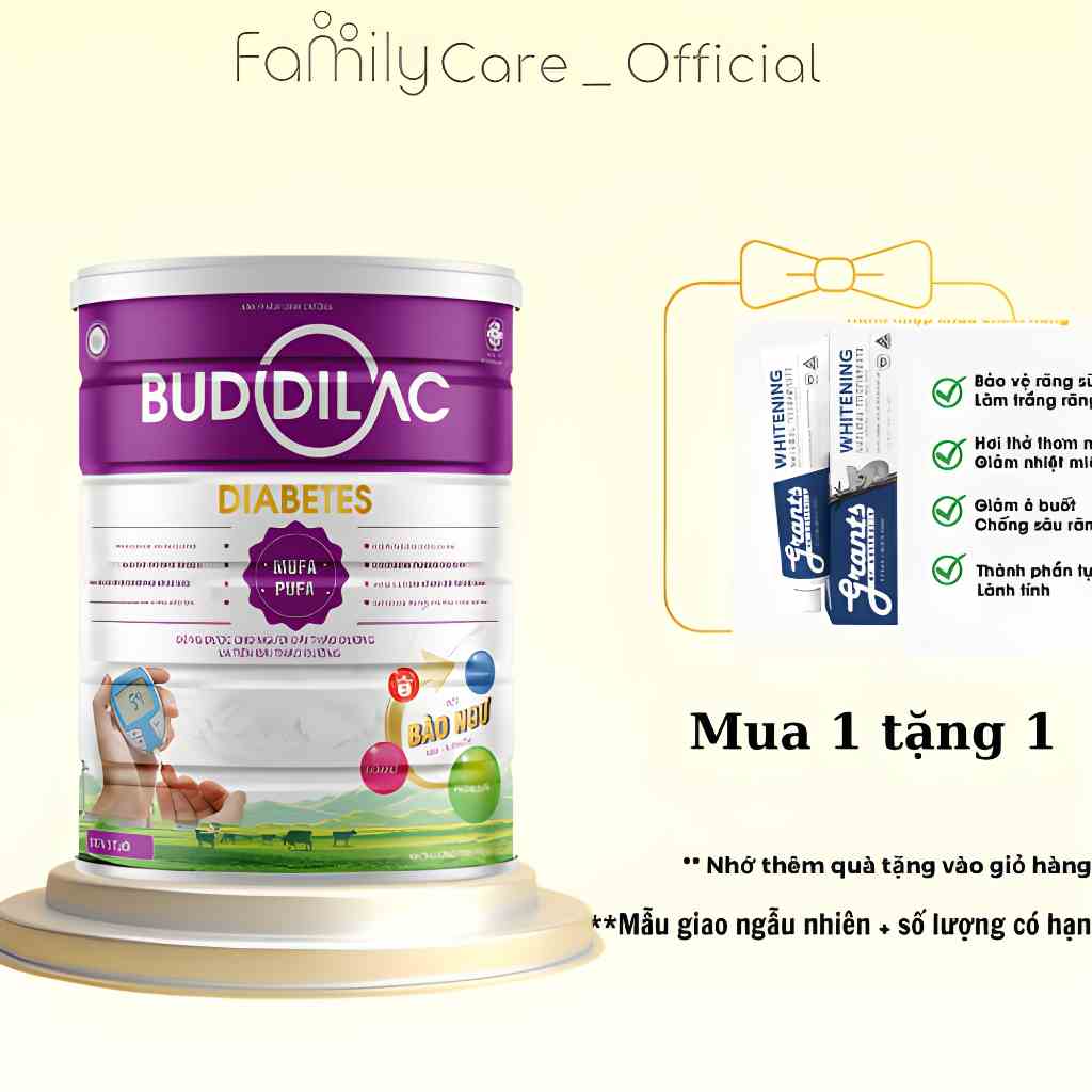 Sữa Bột Buddilac Diabetes Cho Người Tiểu Đường Hộp 400g/ 900g Ổn Định Đường Huyết Ngăn Ngừa Mỡ Máu