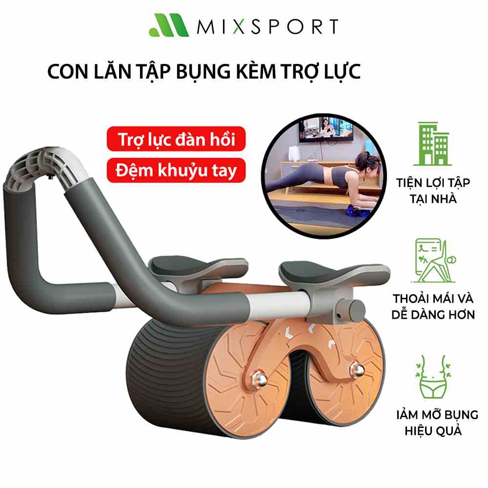 Con Lăn Tập Bụng Trợ Lực Với Khung Đệm Tay Và Bánh Xe Tự Động Hồi Phục Thế Hệ Mới MixSport