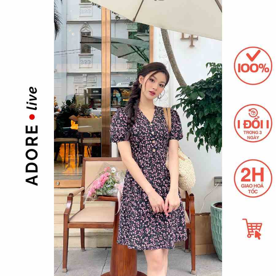 Đầm Mini dresses cổ tim đũi xốp hoa nhí 321DR1185 ADORE DRESS