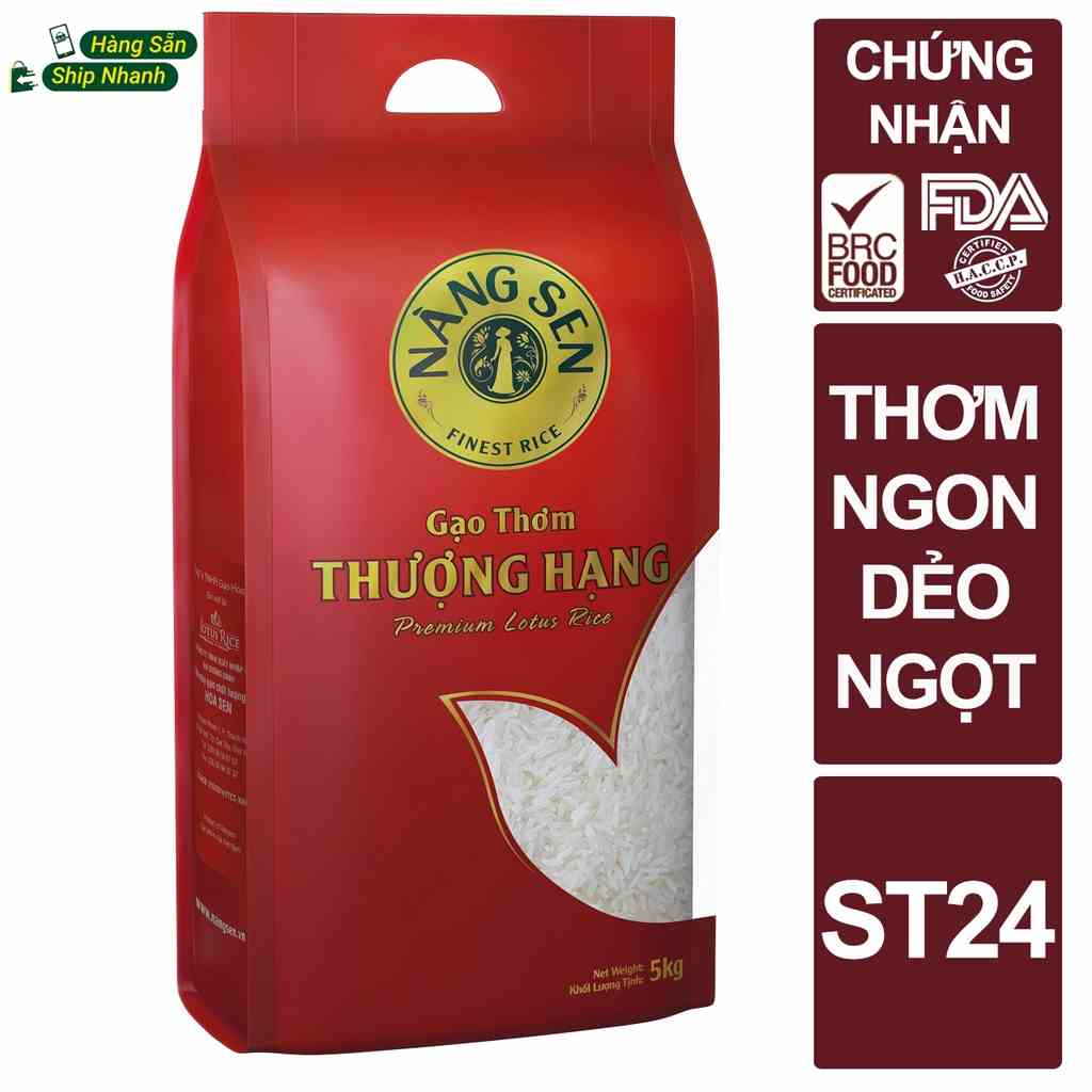 [Mã BMLTB35 giảm đến 35K đơn 99K] Gạo Thơm Thượng Hạng Nàng Sen 5kg - ST24