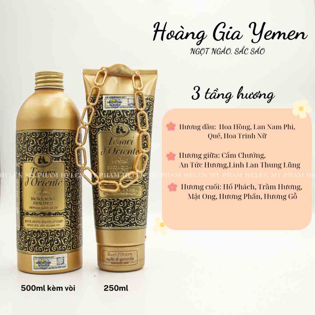 [Mã BMLTB35 giảm đến 35K đơn 99K] Sữa tắm Tesori D Oriente hoàng gia yemen 250ml - 500ml