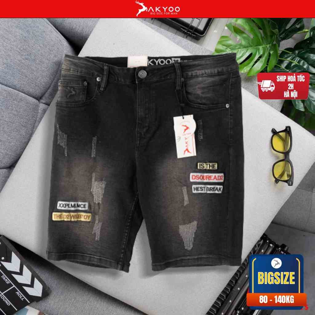 Quần Sooc Jean Big Size Nam 80-140kg AKYOO - Chất Jean Mền Mại Co Giãn 04 Chiều Size Đại Cho BigSize Việt SJ XAM B15