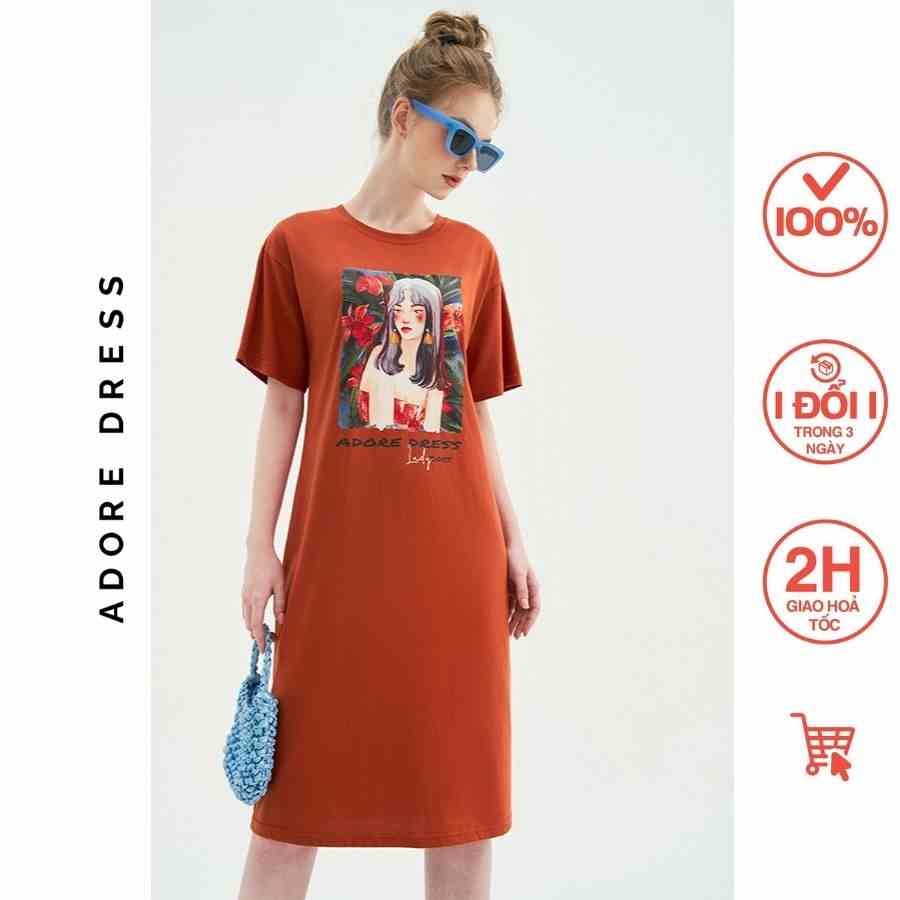 Đầm Cotton/polo dresses casual style cotton màu cam cháy 313DR5002 ADORE DRESS