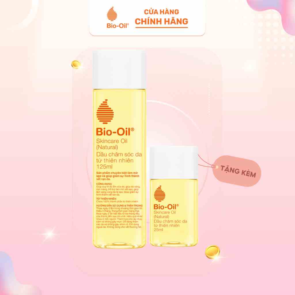 Dầu Chăm Sóc Da Thiên Nhiên Mờ Rạn Da BIO-OIL SKINCARE NATURAL OIL (Chai 125ml) - Tặng BIO-OIL SKINCARE NATURAL OIL 25ML