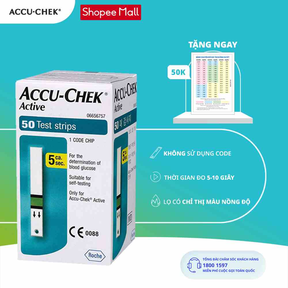 Hộp 50 Que Thử Đường Huyết ACCU-CHEK® Active