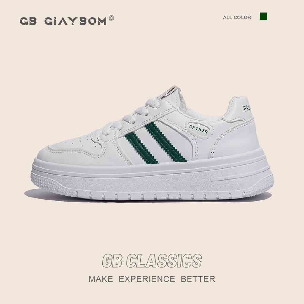 Giày Sneaker Nữ Đế Cao Màu Trắng Thích Hợp Đi Làm, Học, Chơi giayBOM GB Classics B1953